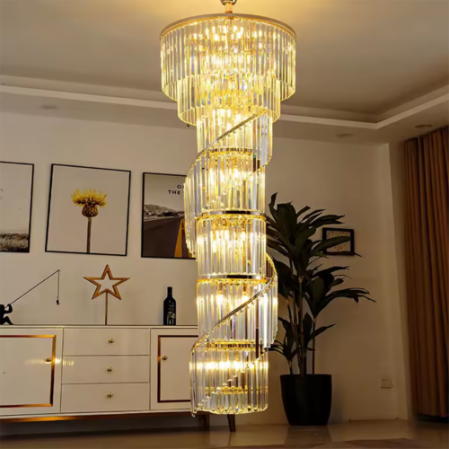 Elegant Gold Hanging Crystal Chandelier