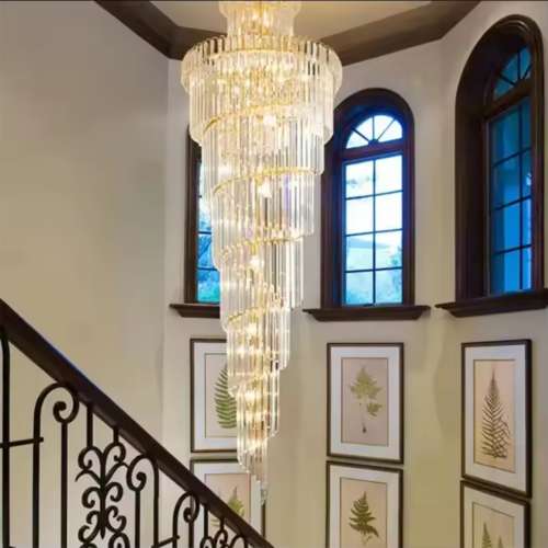 Elegant Gold Hanging Crystal Chandelier