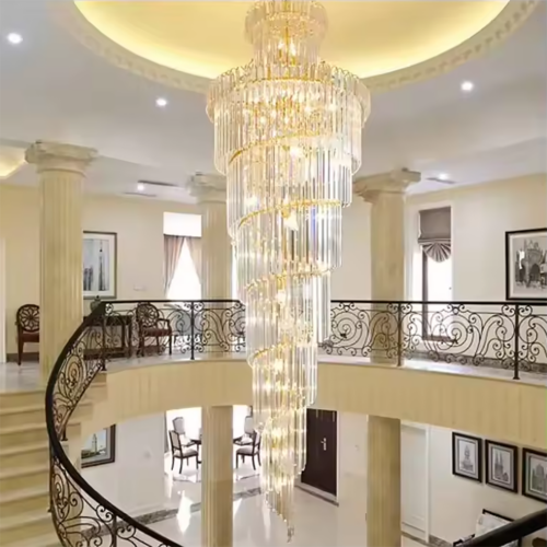 Elegant Gold Hanging Crystal Chandelier