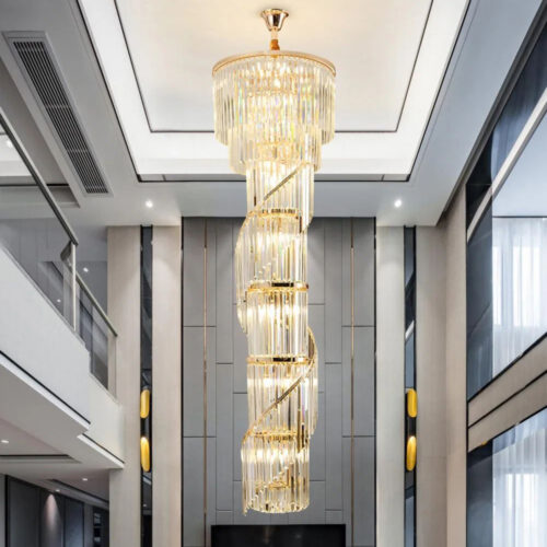 Elegant Gold Hanging Crystal Chandelier