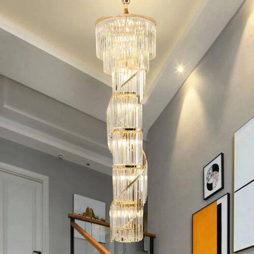 Elegant Gold Hanging Crystal Chandelier