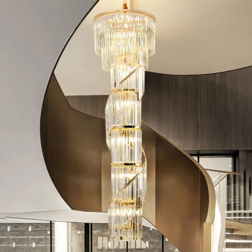 Elegant Gold Hanging Crystal Chandelier