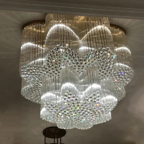 Customizable Modern Luxury Crystal Lobby Mount Lighting