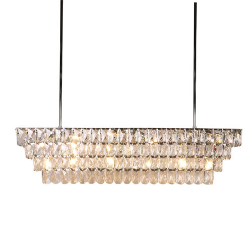 Enhance your kitchen with modern chandelier lighting for your counter area.