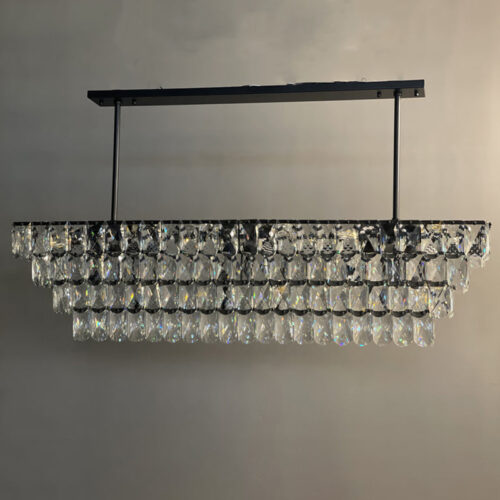 Enhance your kitchen with modern chandelier lighting for your counter area.