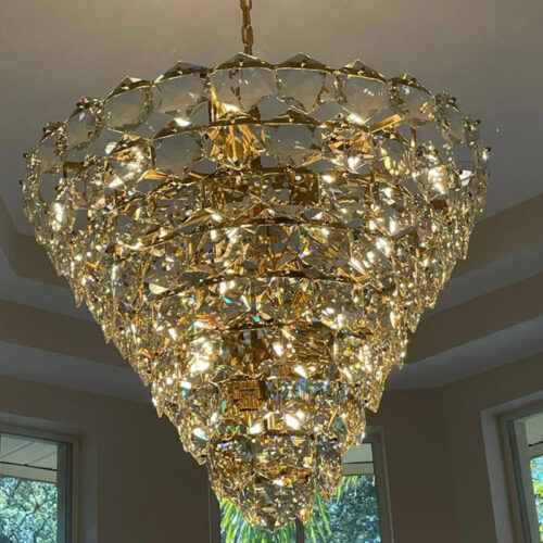 Elevate your hotel ambiance with a grand decorative crystal chandelier.