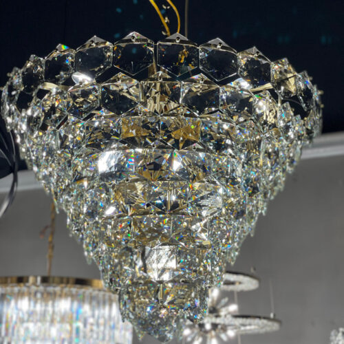 Elevate your hotel ambiance with a grand decorative crystal chandelier.