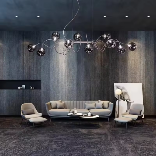 Modern Luxury Smoke Grey Glass Ball Pendant Light