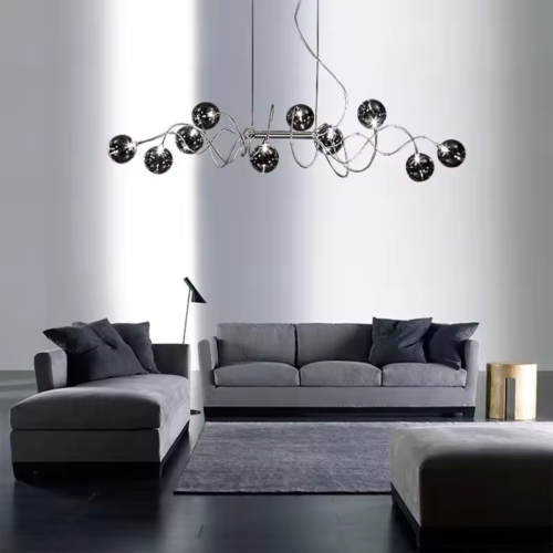 Modern Luxury Smoke Grey Glass Ball Pendant Light