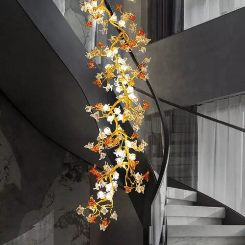 Stylish Tree Branch Chandelier with Custom Glass Design