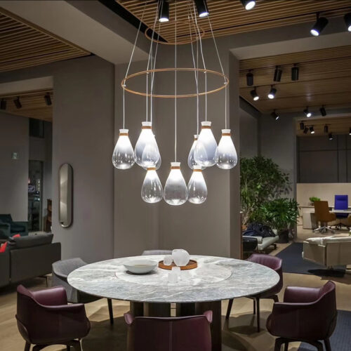 Modern Creative Glass Wine Bottle Chandelier for Restaurant