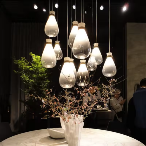 Modern Creative Glass Wine Bottle Chandelier for Restaurant