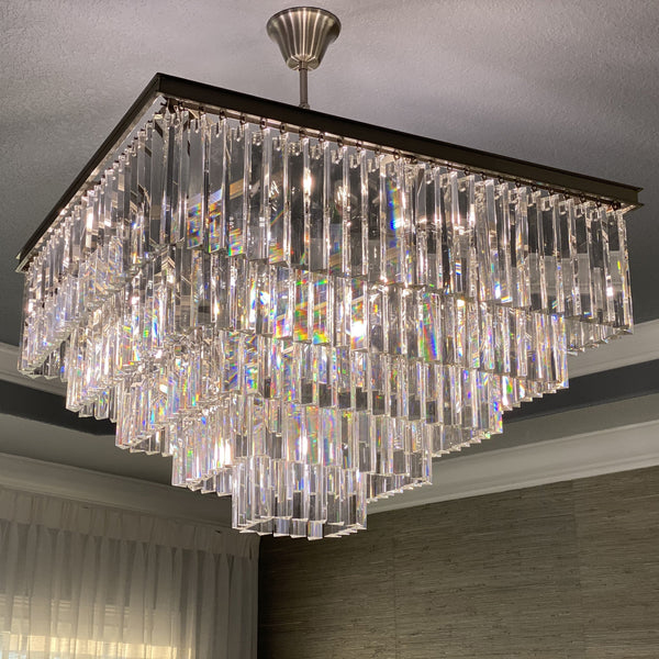 Modern Square K9 Crystal Chandelier for Living Room