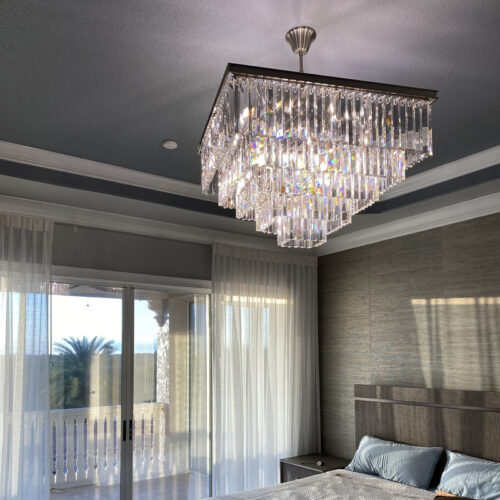 Modern Square K9 Crystal Chandelier for Living Room