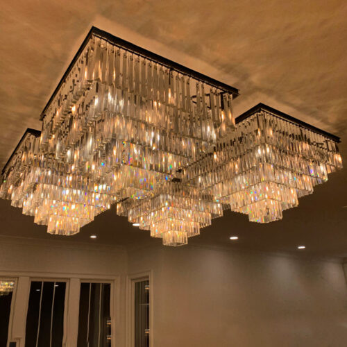 Modern Square K9 Crystal Chandelier for Living Room