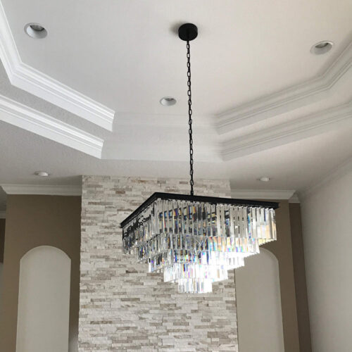 Modern Square K9 Crystal Chandelier for Living Room