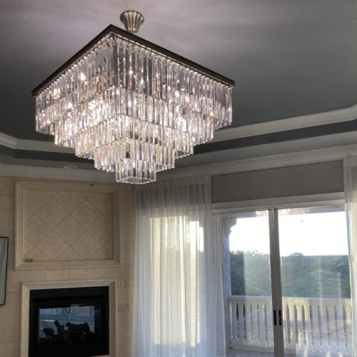 Modern Square K9 Crystal Chandelier for Living Room