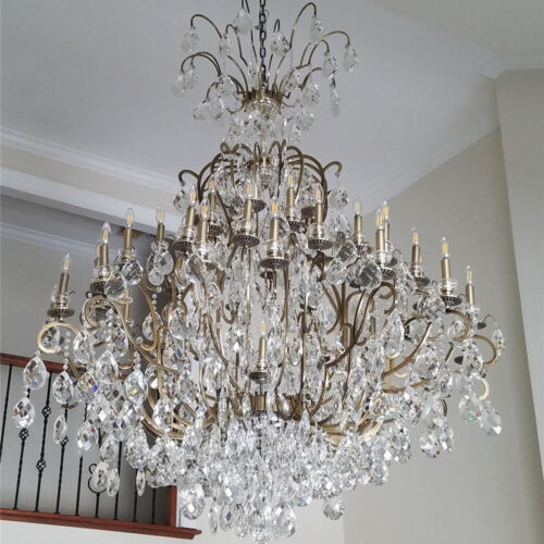 Large European Gold Maria Theresa Crystal Chandelier