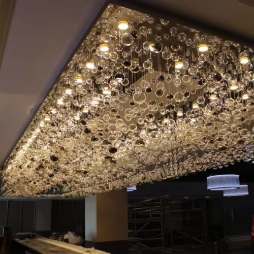 Contemporary Custom Large Glass Chandelier for Hotel Hallways