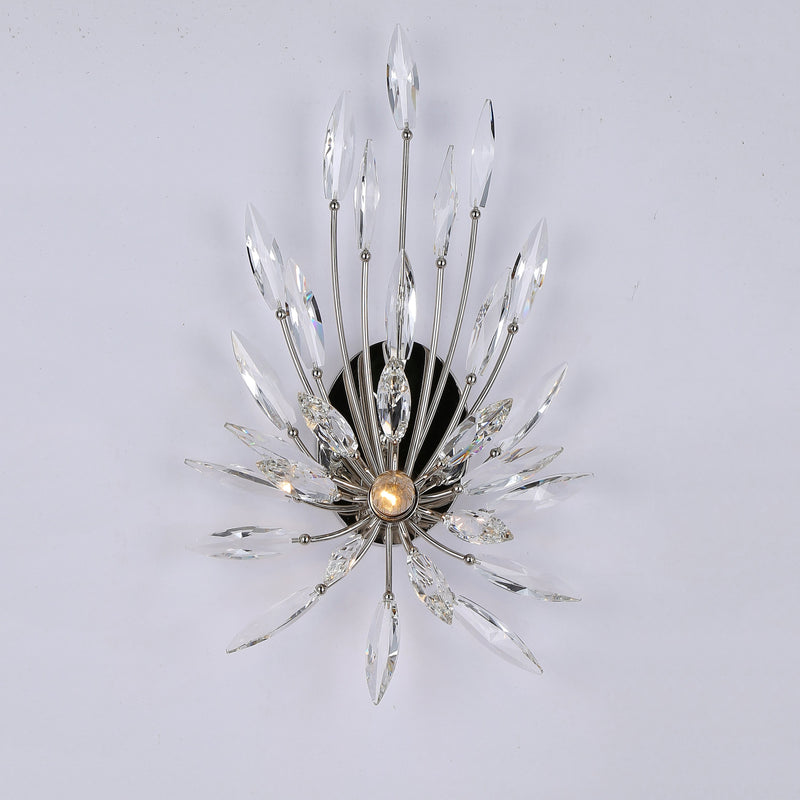 Enhance your dining room decor with radial crystal wall lamp.