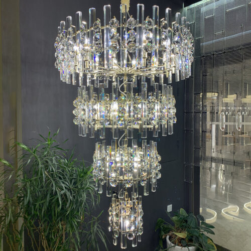 Illuminate your space with a modern luxury K9 crystal chandelier, adding elegance and sophistication to your decor.