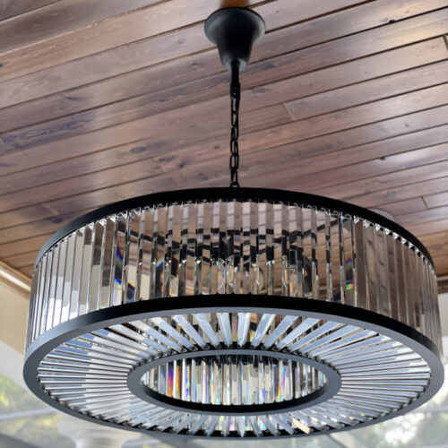 Illuminate your space with our modern round K9 crystal chandelier lamp.