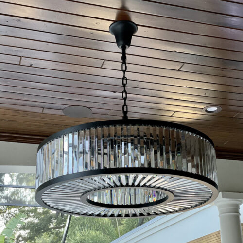 Illuminate your space with our modern round K9 crystal chandelier lamp.