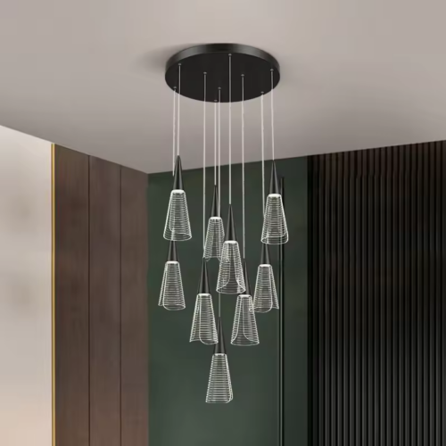 Minimalist Long Chandelier for Nordic Stairwell Villa Living Room