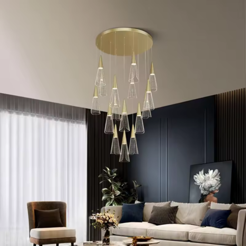 Minimalist Long Chandelier for Nordic Stairwell Villa Living Room