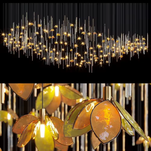 Luxury Modern Indoor Glass Flowers Chandelier