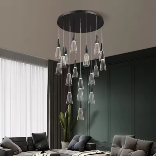 Minimalist Long Chandelier for Nordic Stairwell Villa Living Room