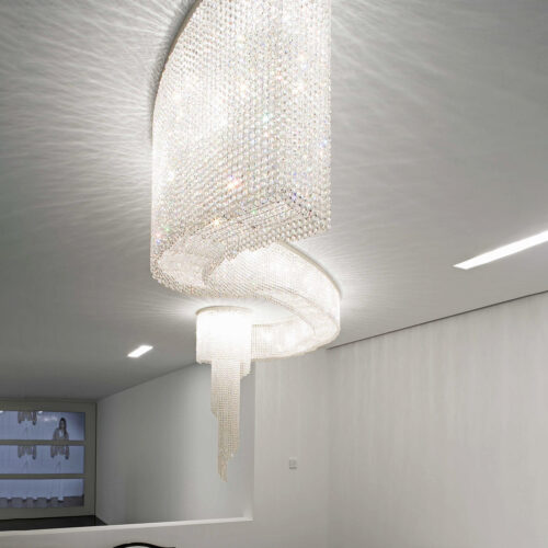 Modern Chrome Crystal Ceiling Light for Meeting Rooms