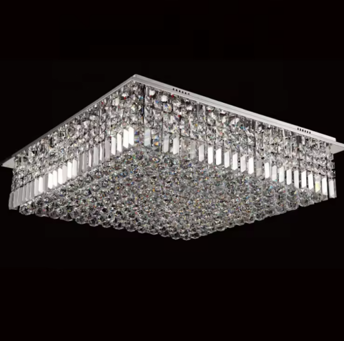 Modern Chrome Crystal Ceiling Light for Meeting Rooms