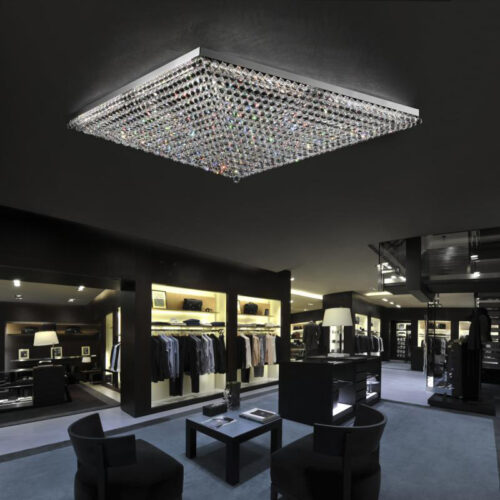 Modern Chrome Crystal Ceiling Light for Meeting Rooms