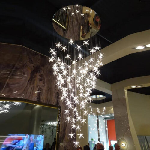 Nordic Modern Hotel Indoor Glass Chandelier with Custom Star Styling