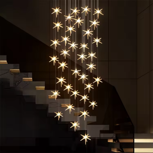 Nordic Modern Hotel Indoor Glass Chandelier with Custom Star Styling