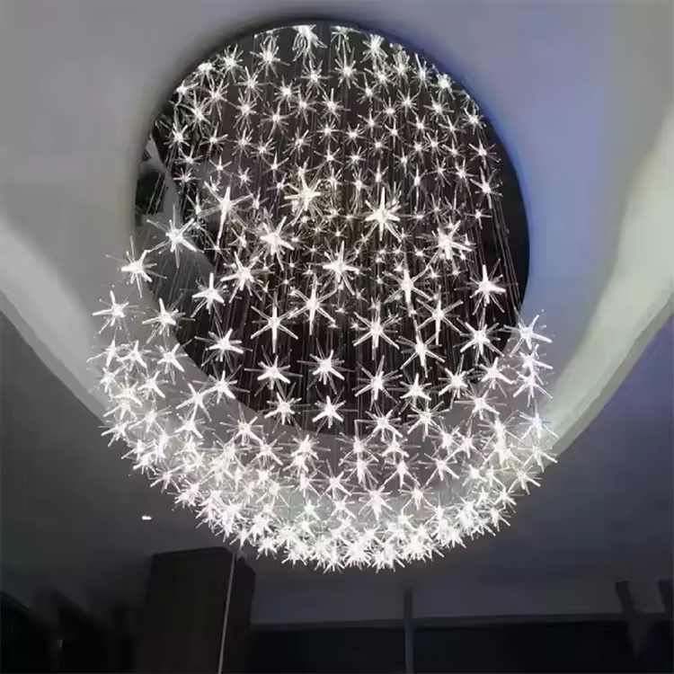 Nordic Modern Hotel Indoor Glass Chandelier with Custom Star Styling