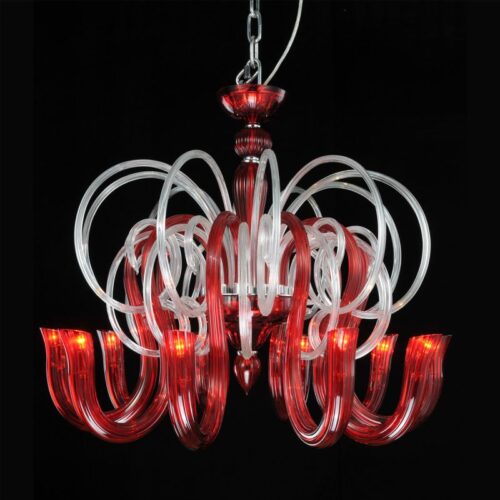 Stunning Murano Red Glass Chandelier for Living Rooms