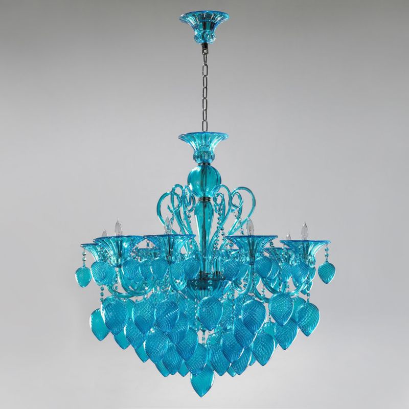 Stylish Blue Glass Candle Pendant Light for Modern Decor