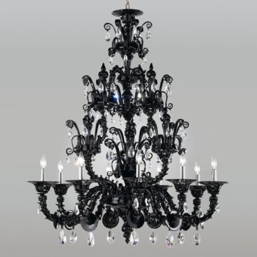 Elegant Murano Black Glass Chandelier for Modern Elegance