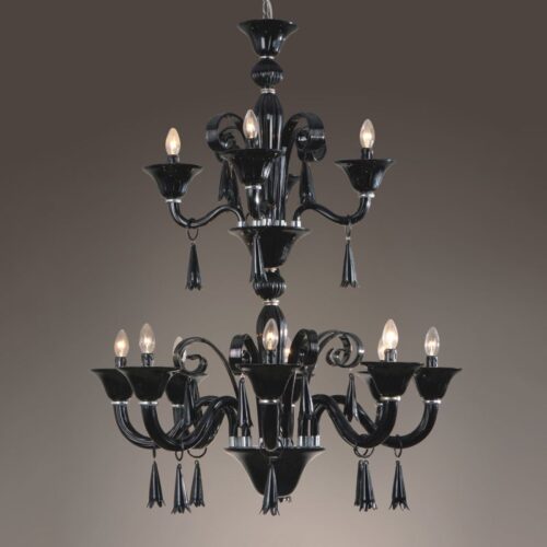 Sophisticated Murano Black Glass Pendant Light for Modern Interiors