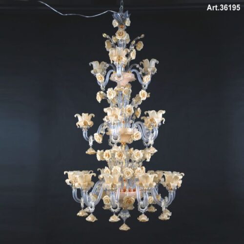 Grand Murano Large 18 Lights Glass Chandelier for Opulent Spaces