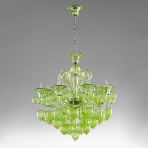 Elegant Green Glass Chandelier for Hotel Dining Rooms