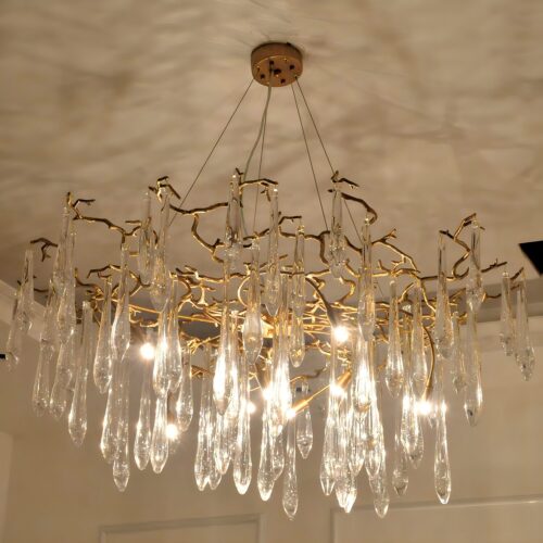 Golden Aluminum Branch Crystal Chandelier